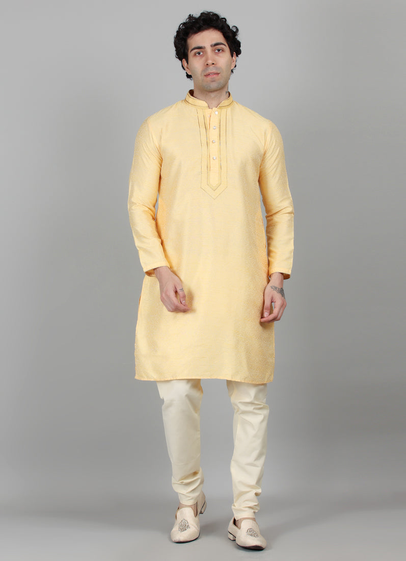 Men's Gold jacquard Resham Embroidered Payjama Set