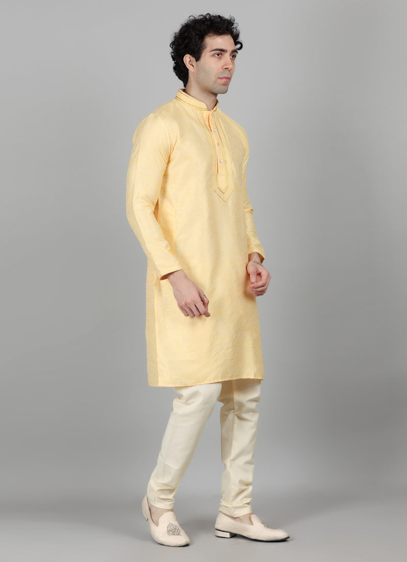 Men's Gold jacquard Resham Embroidered Payjama Set