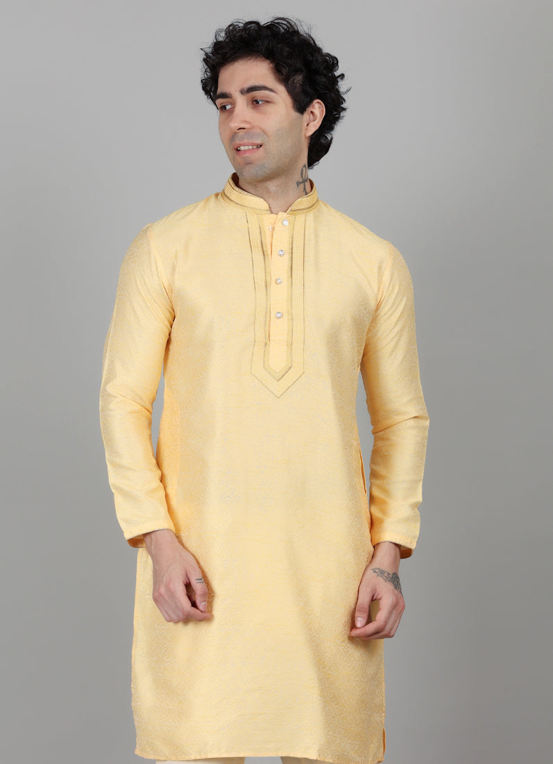 Men's Gold jacquard Resham Embroidered Payjama Set
