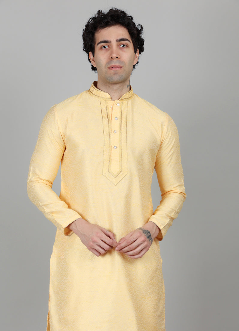 Men's Gold jacquard Resham Embroidered Payjama Set