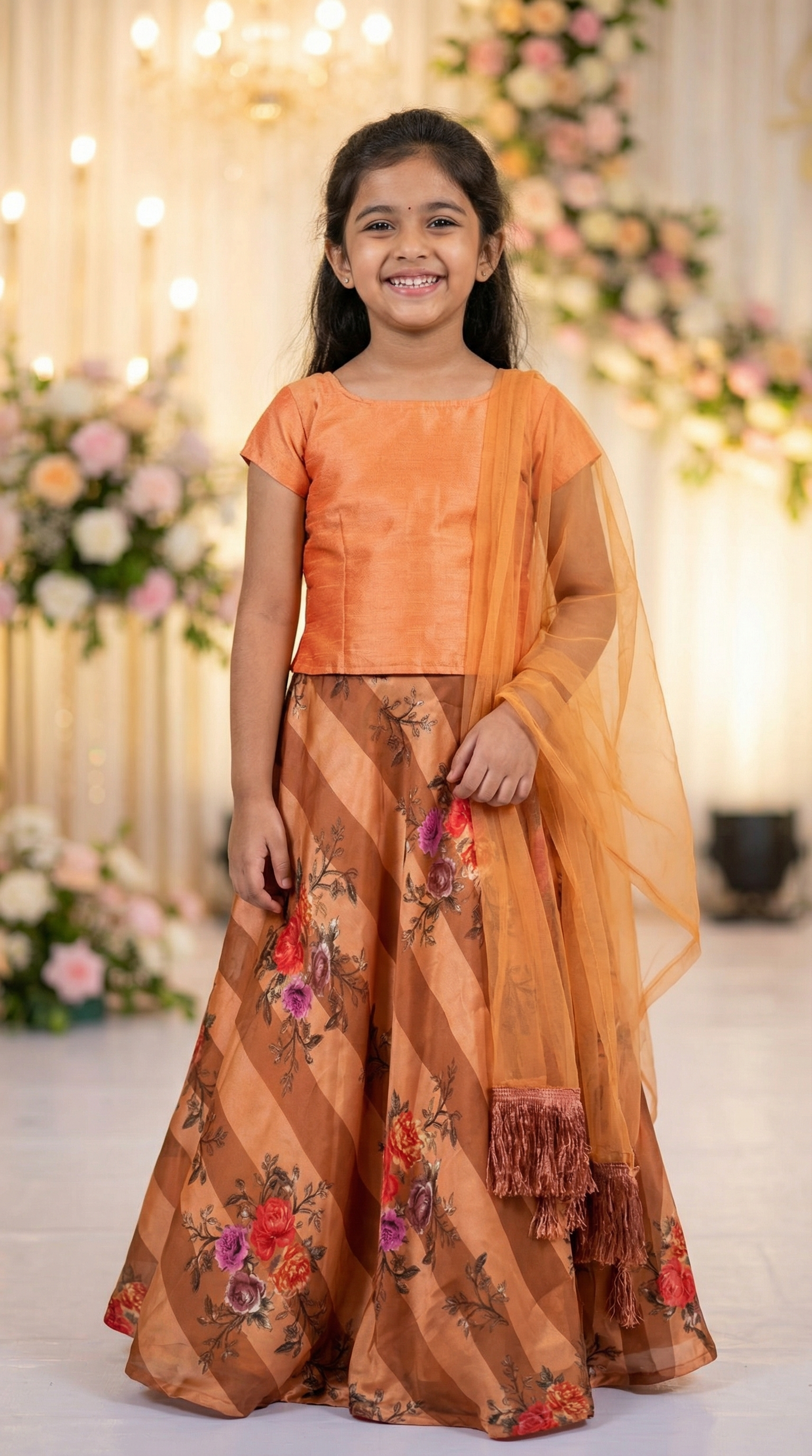 Kids Drape Dupatta Lehenga Set