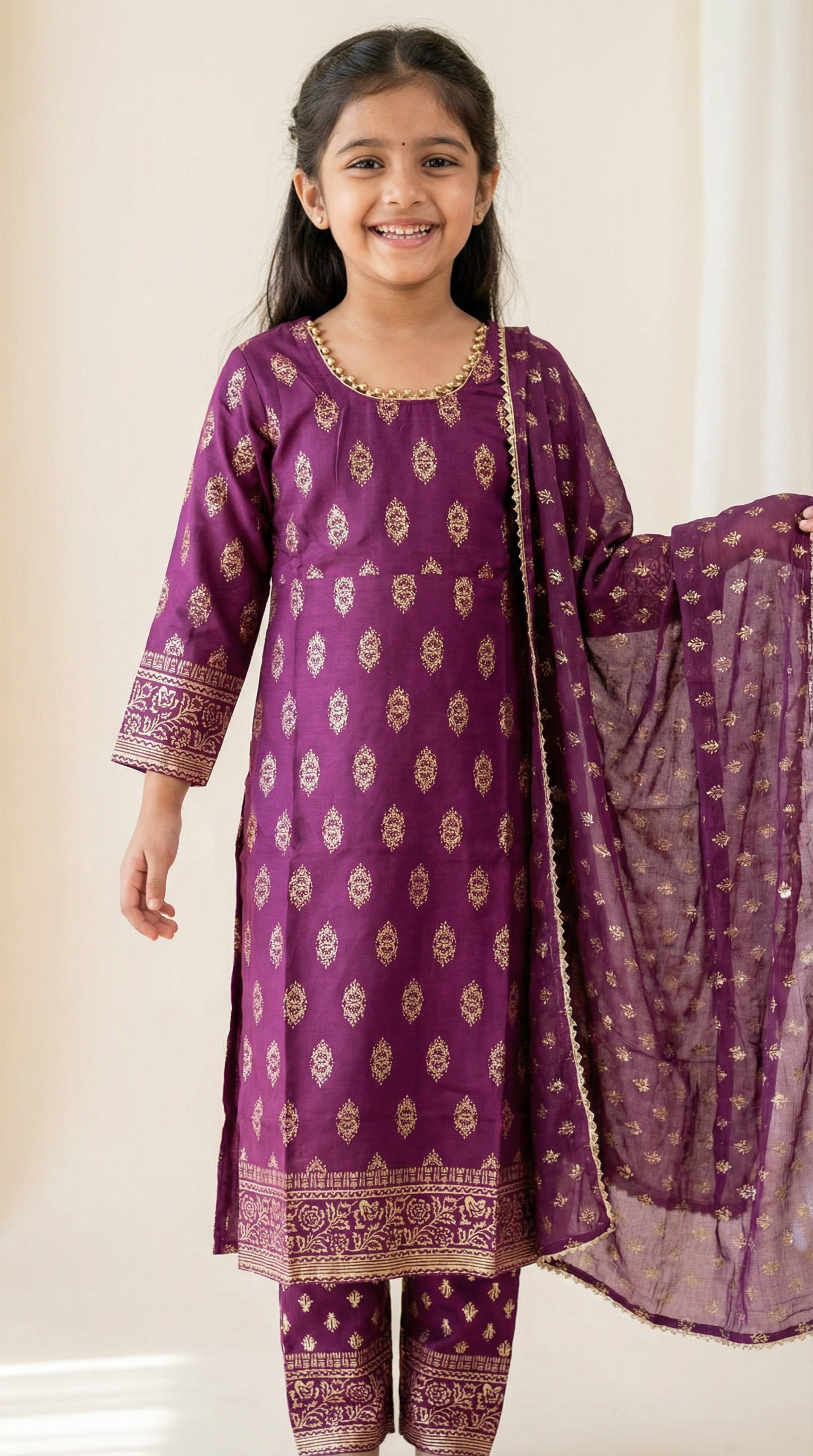 Kids Rayon Printed Straight Cut Suit Set