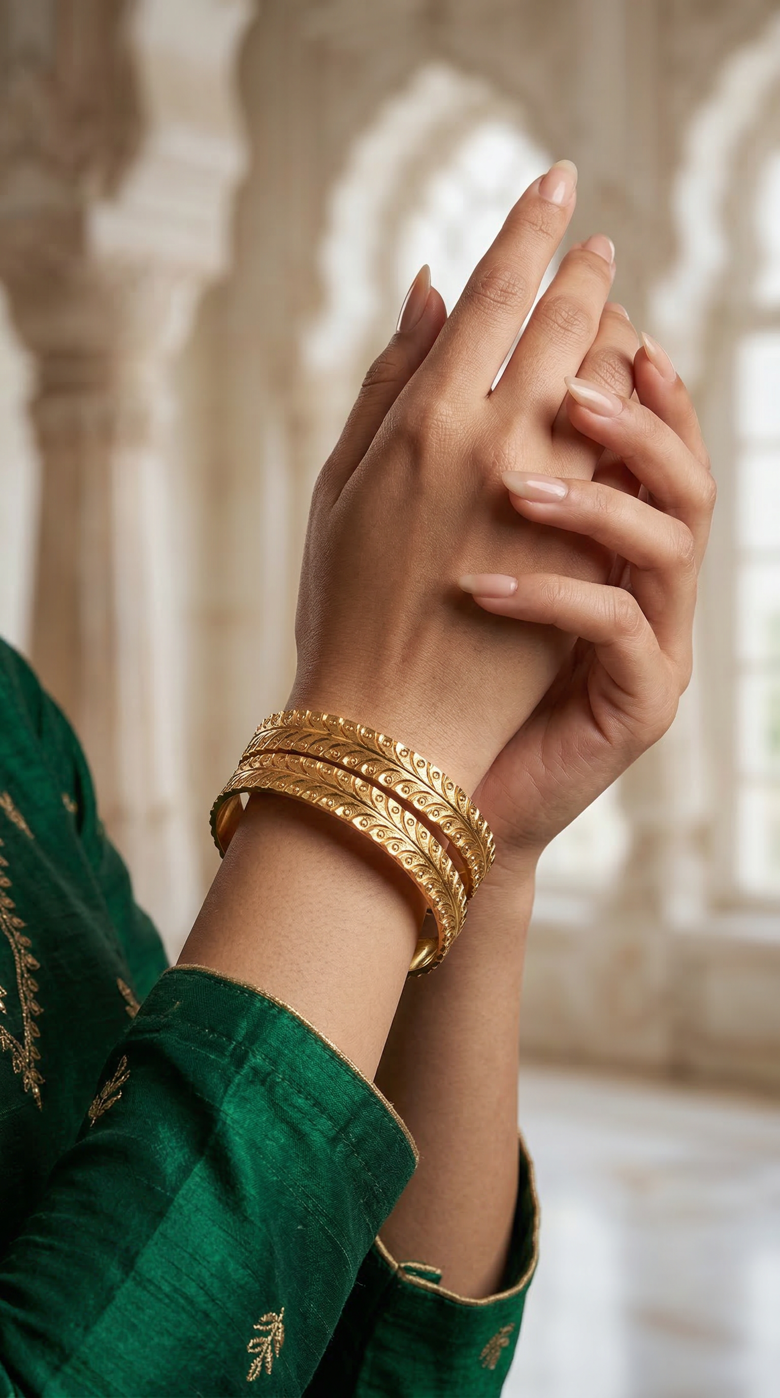 Traditional Gold Bangle Pair – Ethnic Indian Statement Jewelry