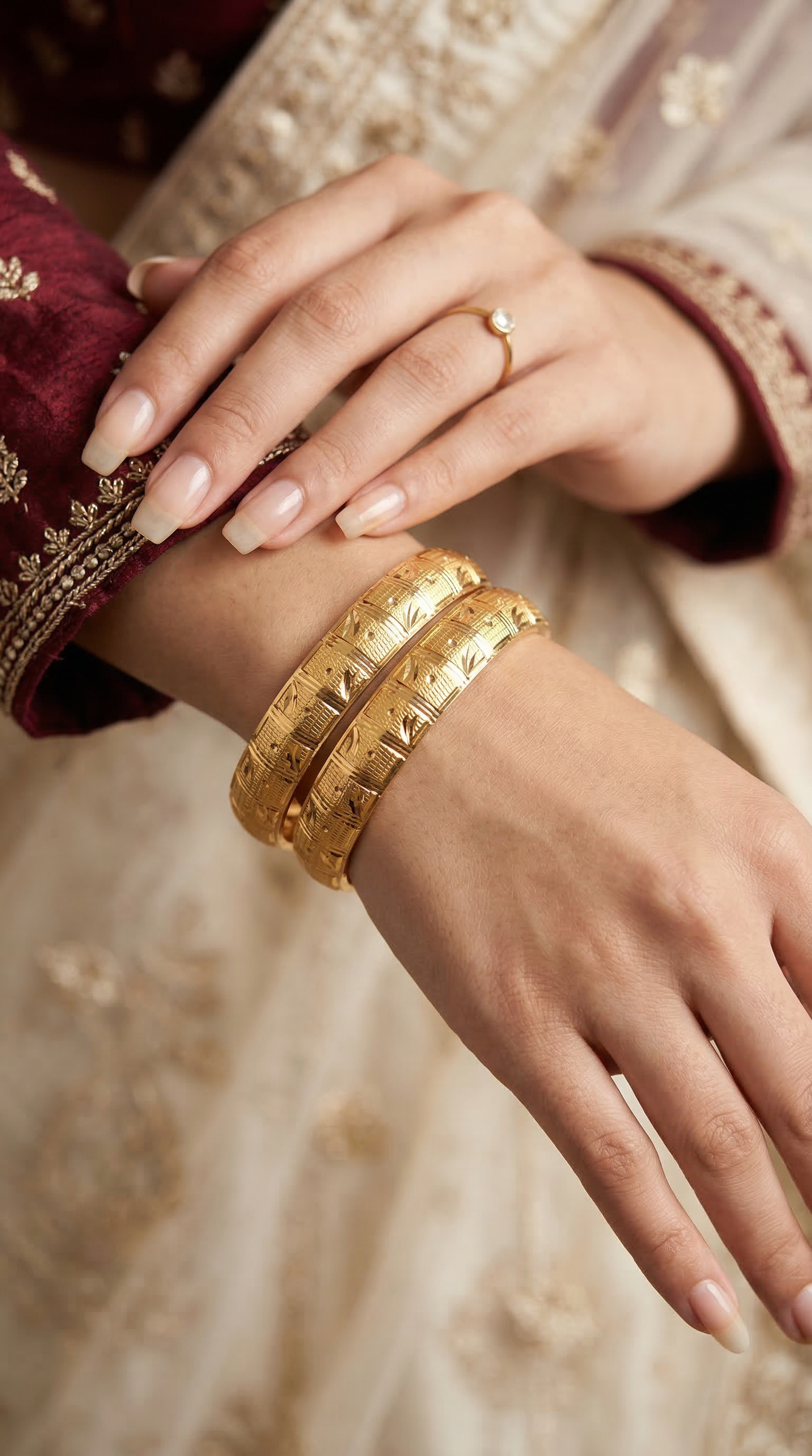 Gold Traditional Bangle Kara Pair