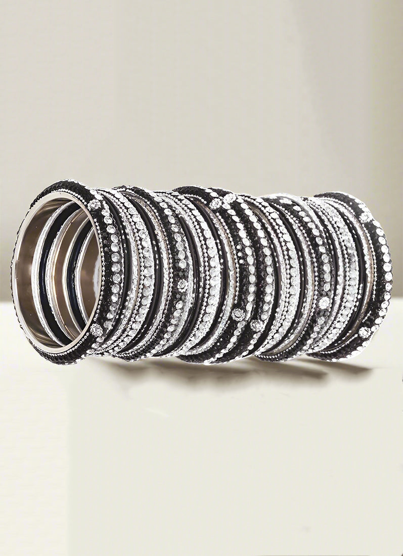 Black Studded Double Bangle Set