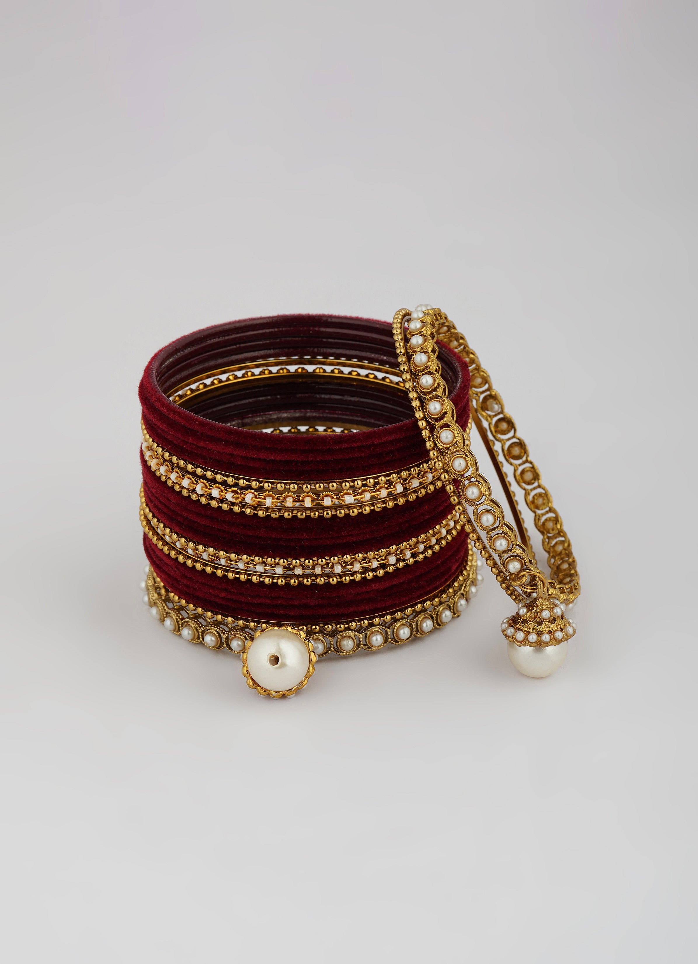 Velvet Maroon Bangle Set
