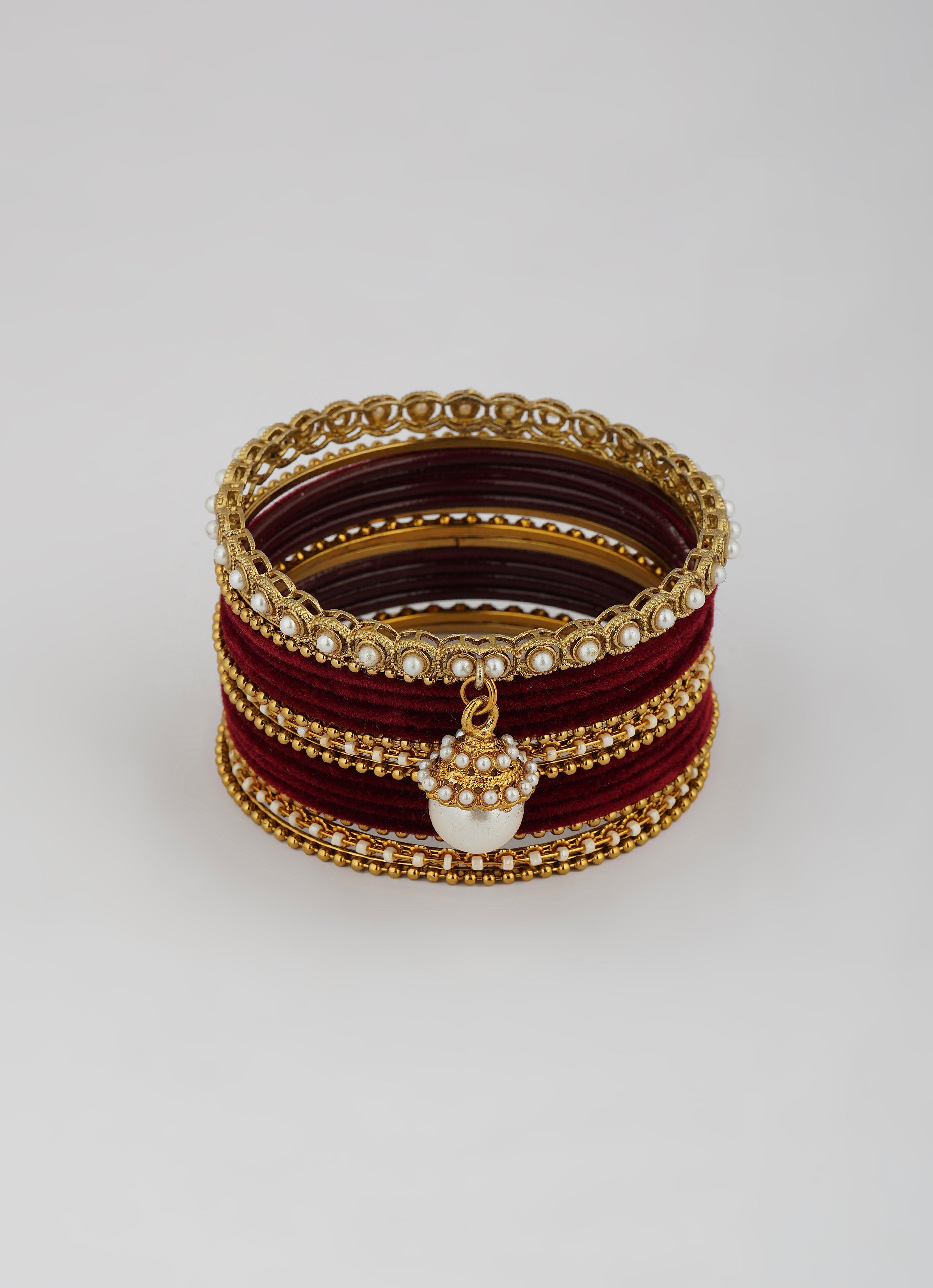 Velvet Maroon Bangle Set