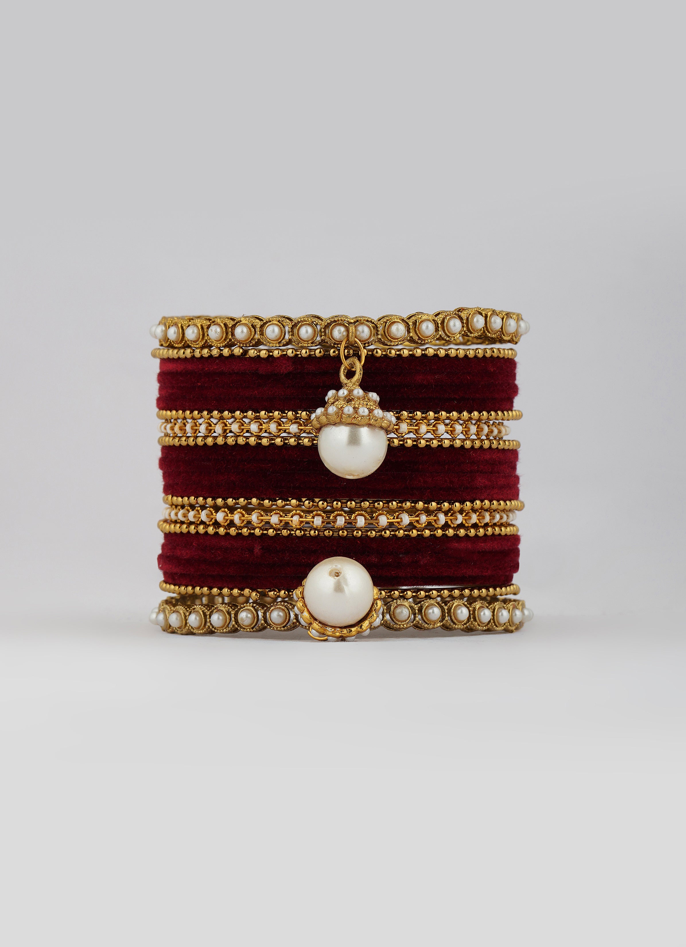Velvet Maroon Bangle Set