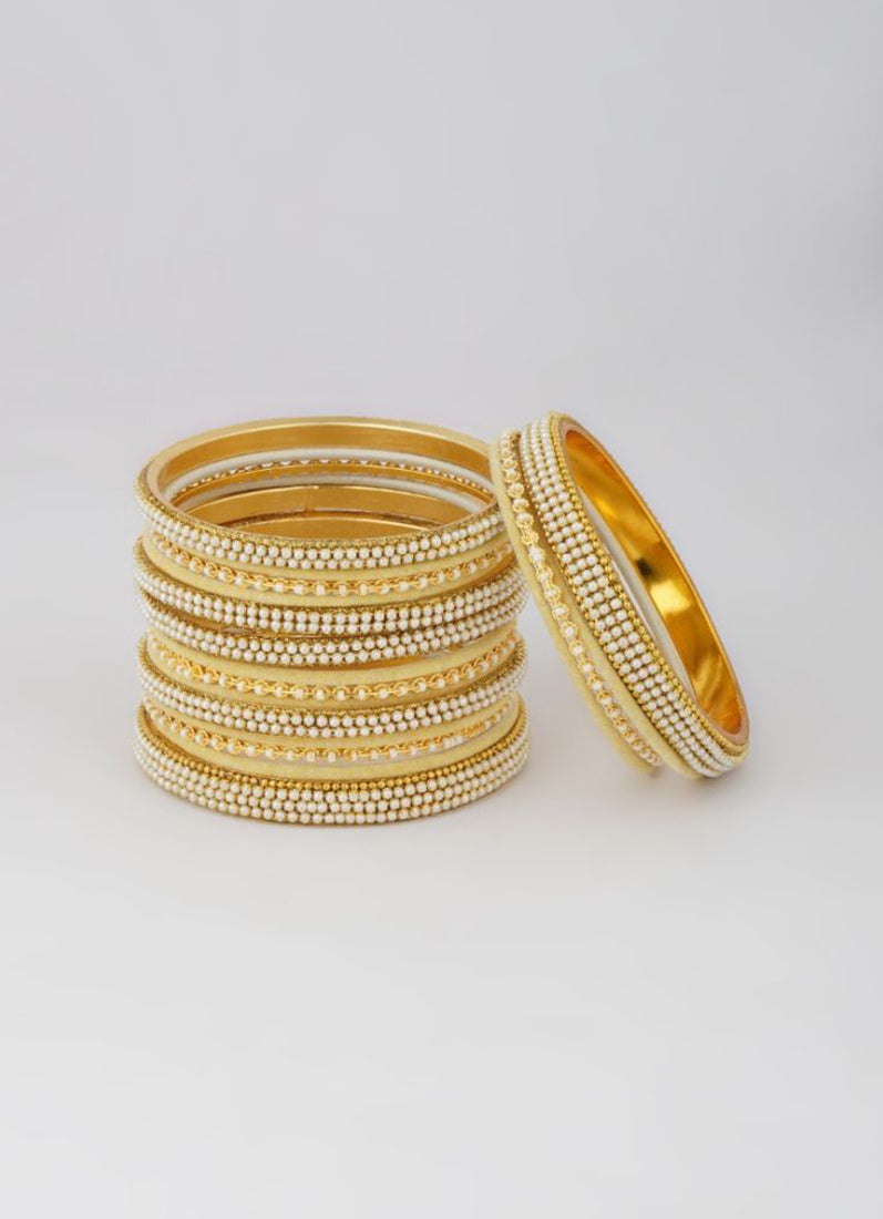 Cream Velvet Bangle Set