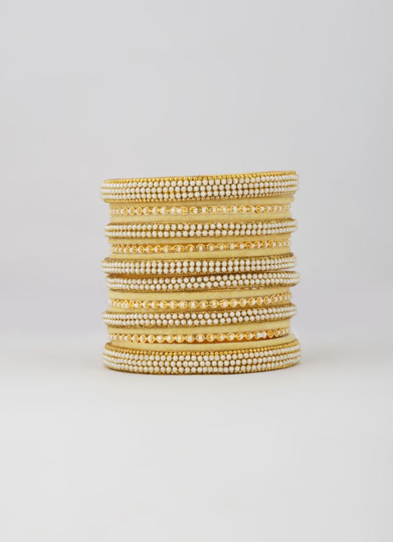 Cream Velvet Bangle Set