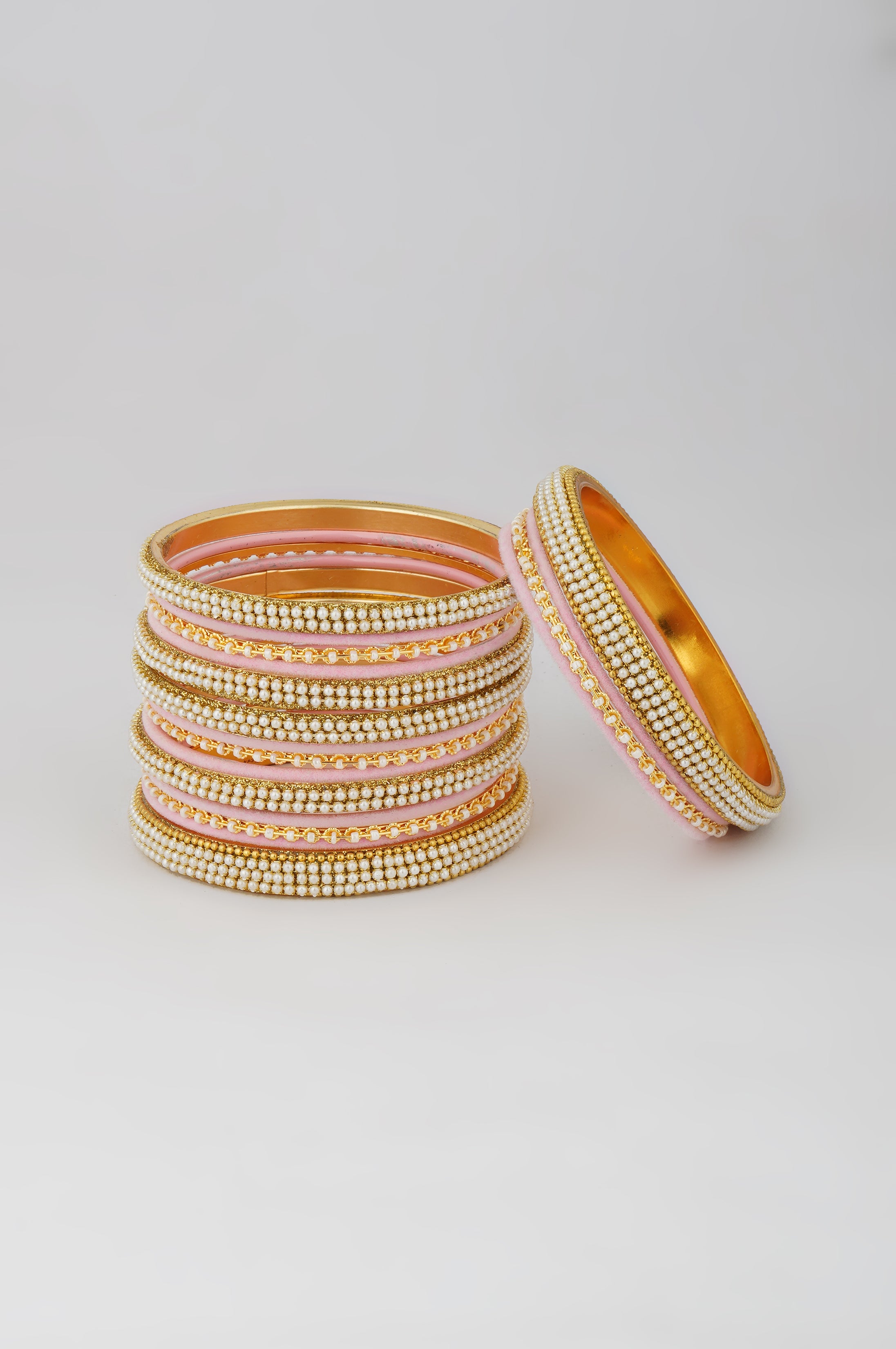 Baby Pink Velvet Bangle Set