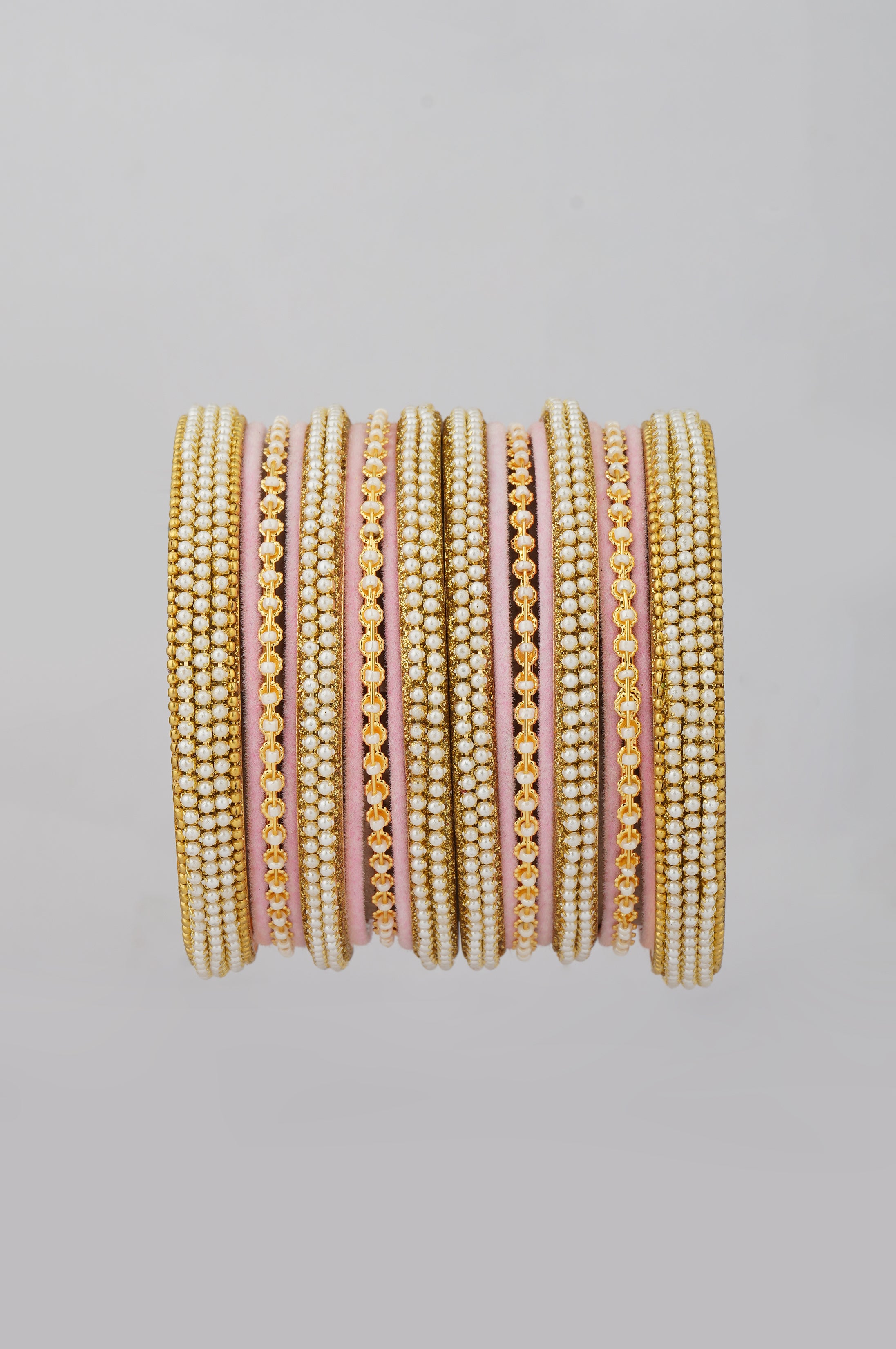 Baby Pink Velvet Bangle Set