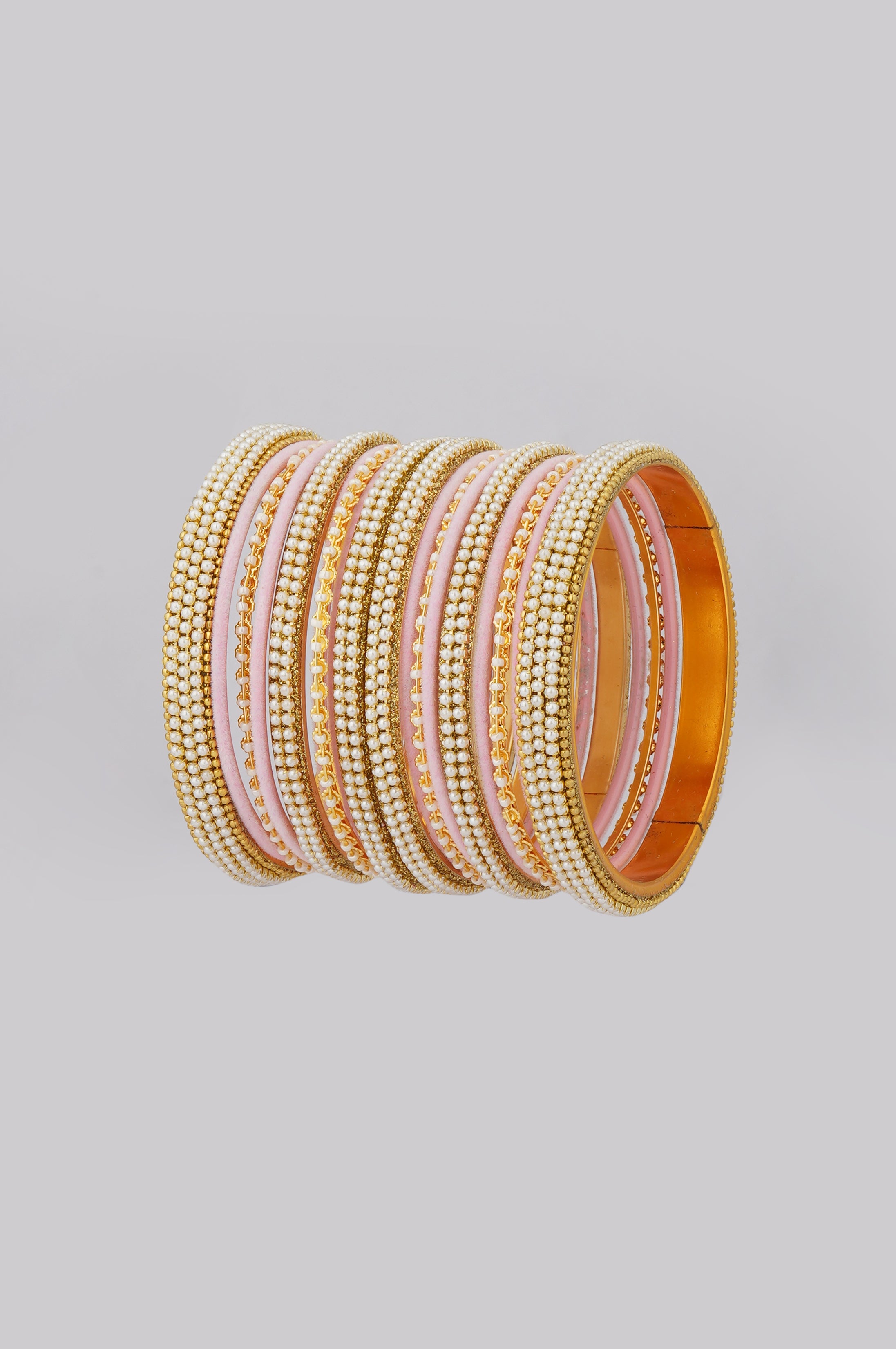 Baby Pink Velvet Bangle Set