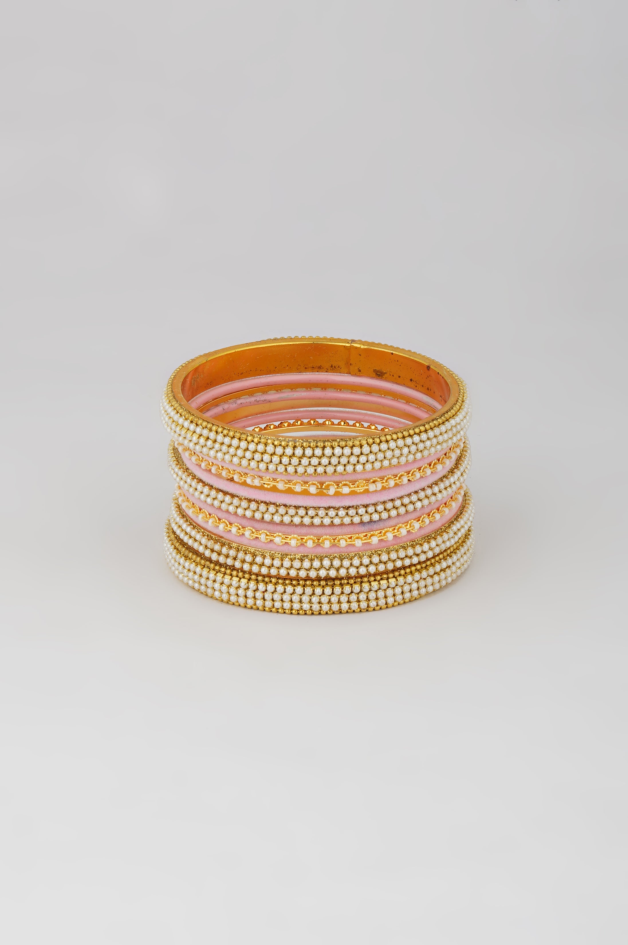 Baby Pink Velvet Bangle Set