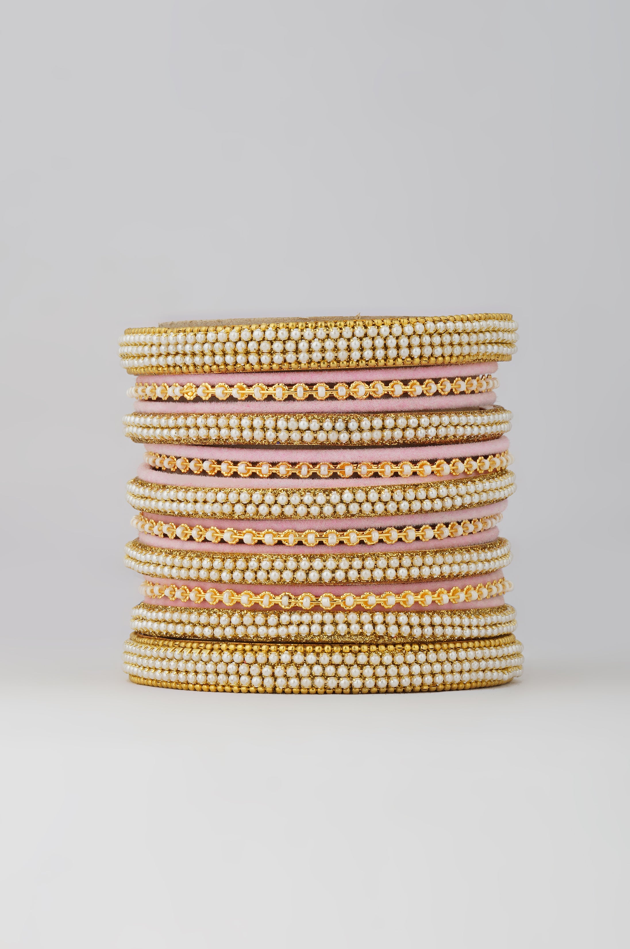 Baby Pink Velvet Bangle Set