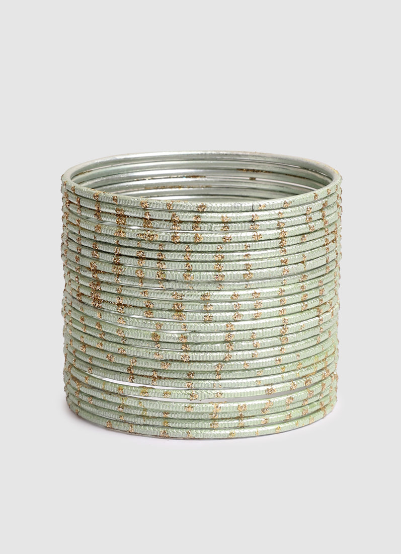 Ivory Glitter Spot Bangle Set