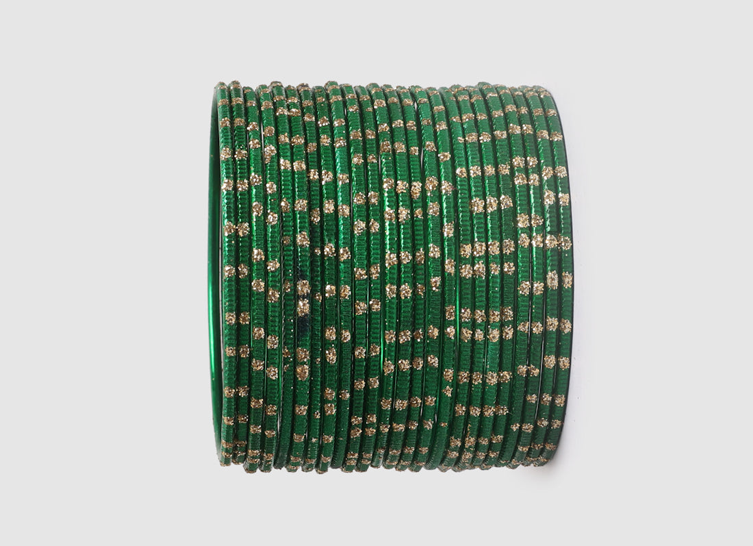 Green Glitter Spot Bangle Set