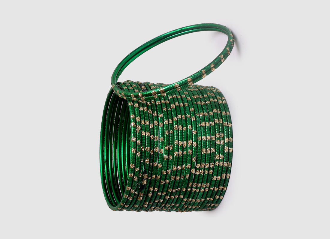 Green Glitter Spot Bangle Set
