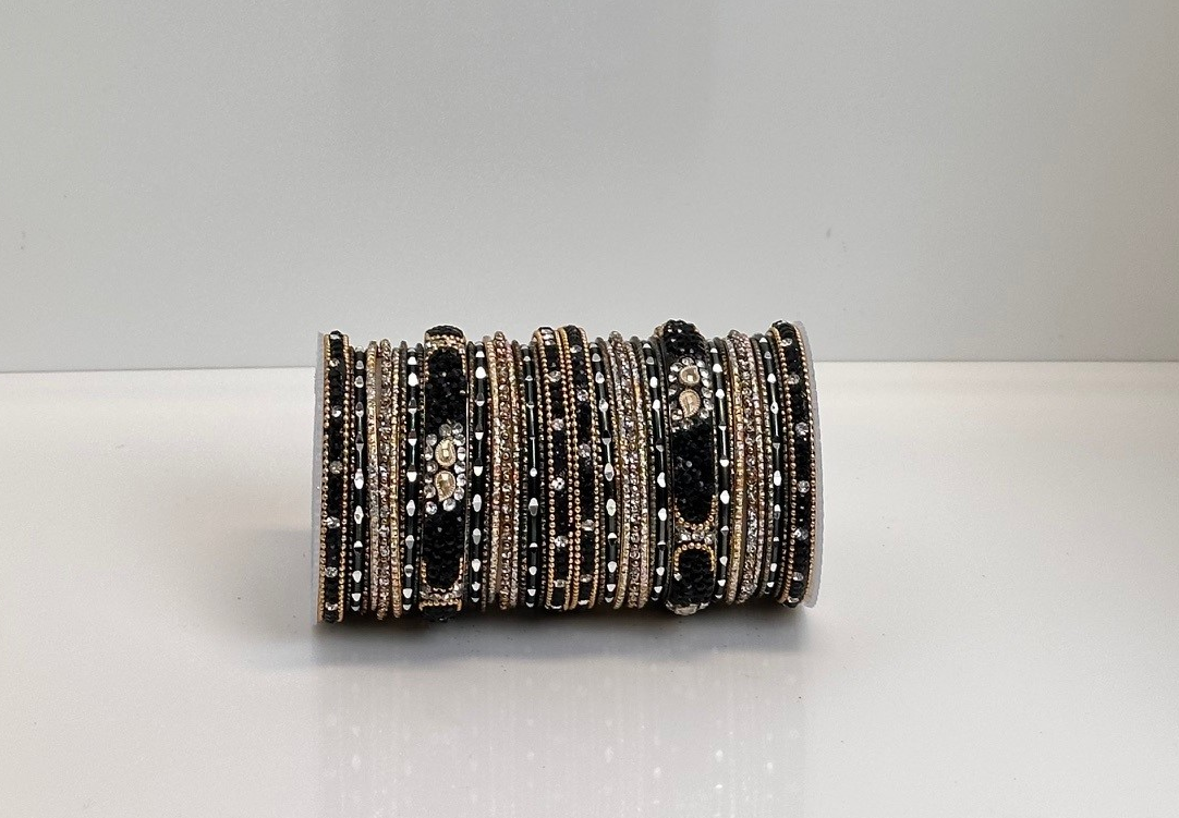 Black Diamante Bangle Set