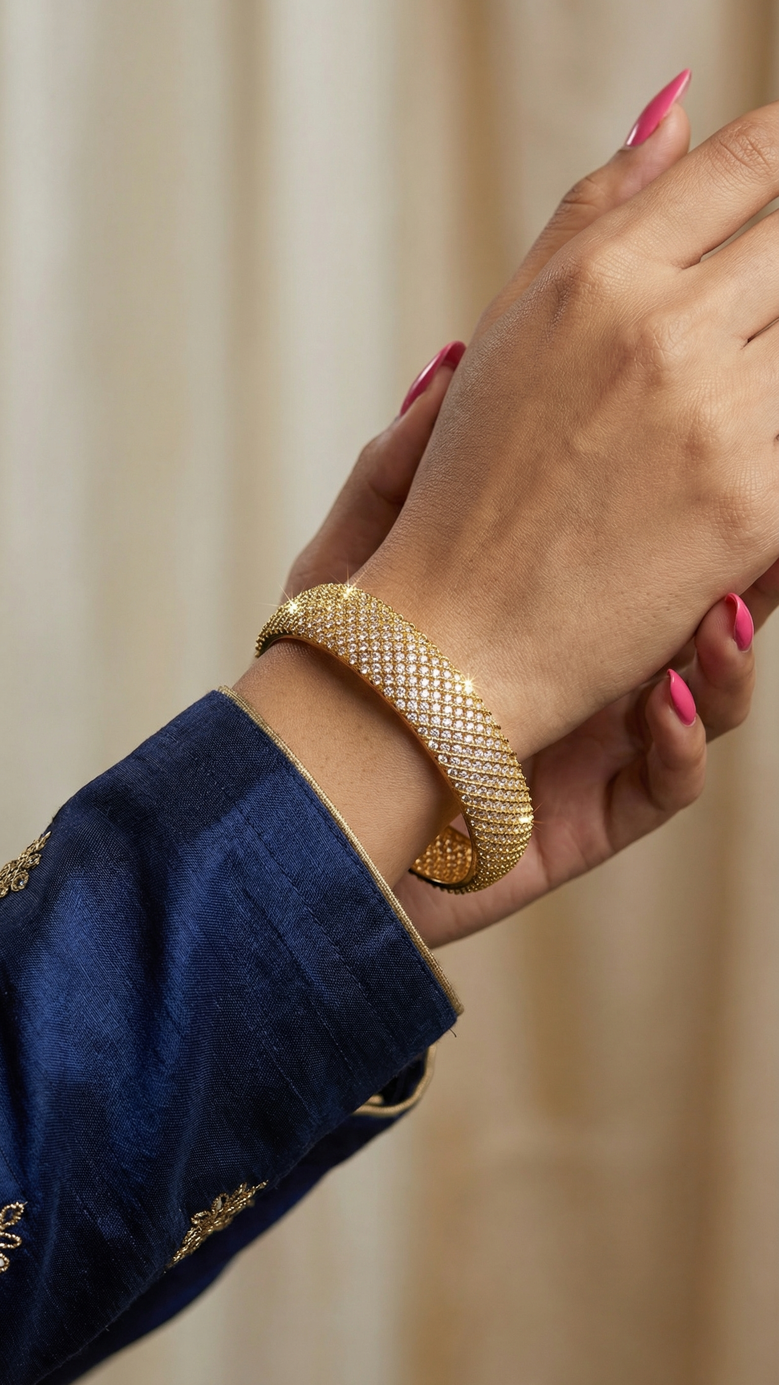 American diamonte gold plated bangle kara designer jewellery