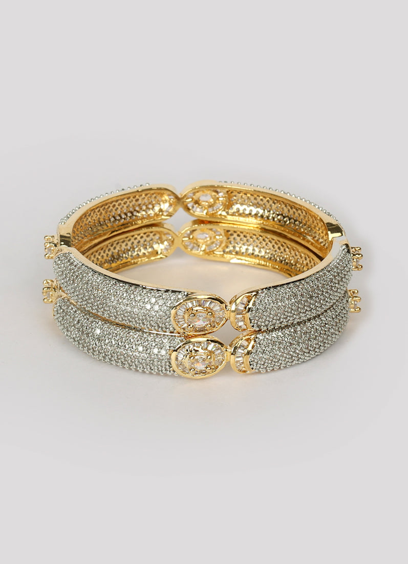 Close-up diamonte detailing on American diamond bangles