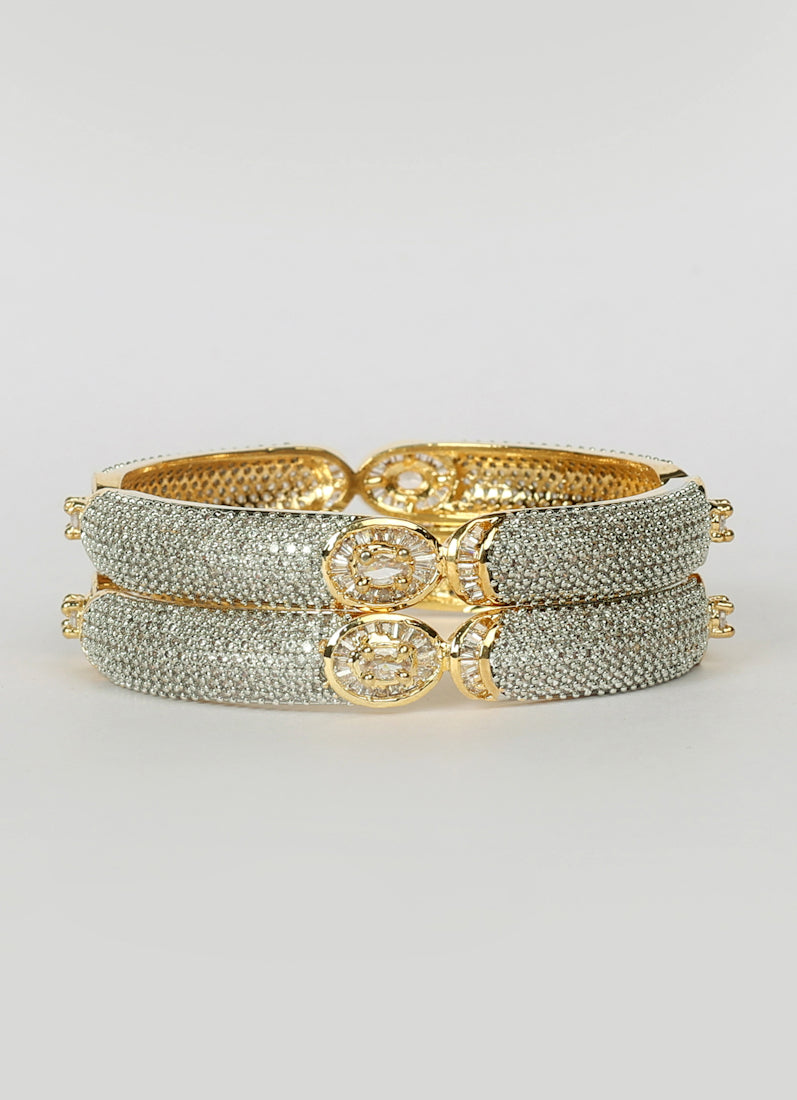 Gold plated diamante bangle pair for wedding jewellery