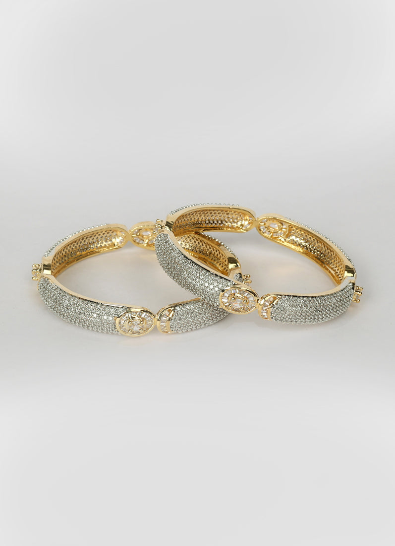 American diamonte bangles styled as kara between bangles