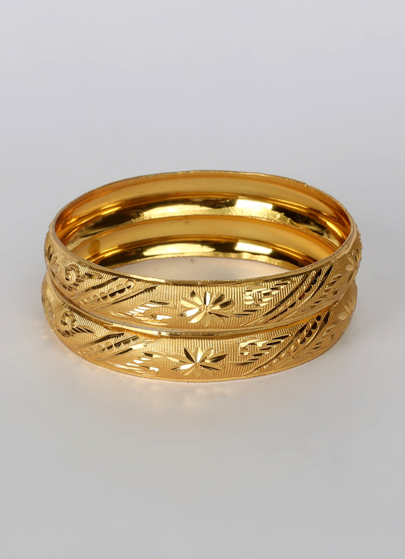 Pair of Gold Kara Bangles – Traditional Gold Bangle Design for Women