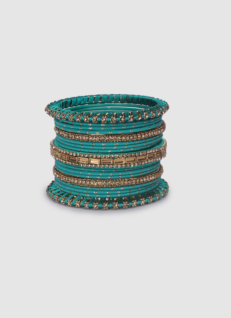 Womens Rama Green Mixed Bangle Set