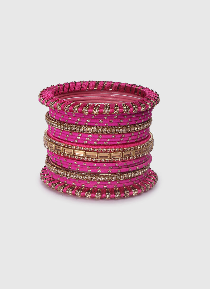 Womens Ruby Red Mixed Bangle Set