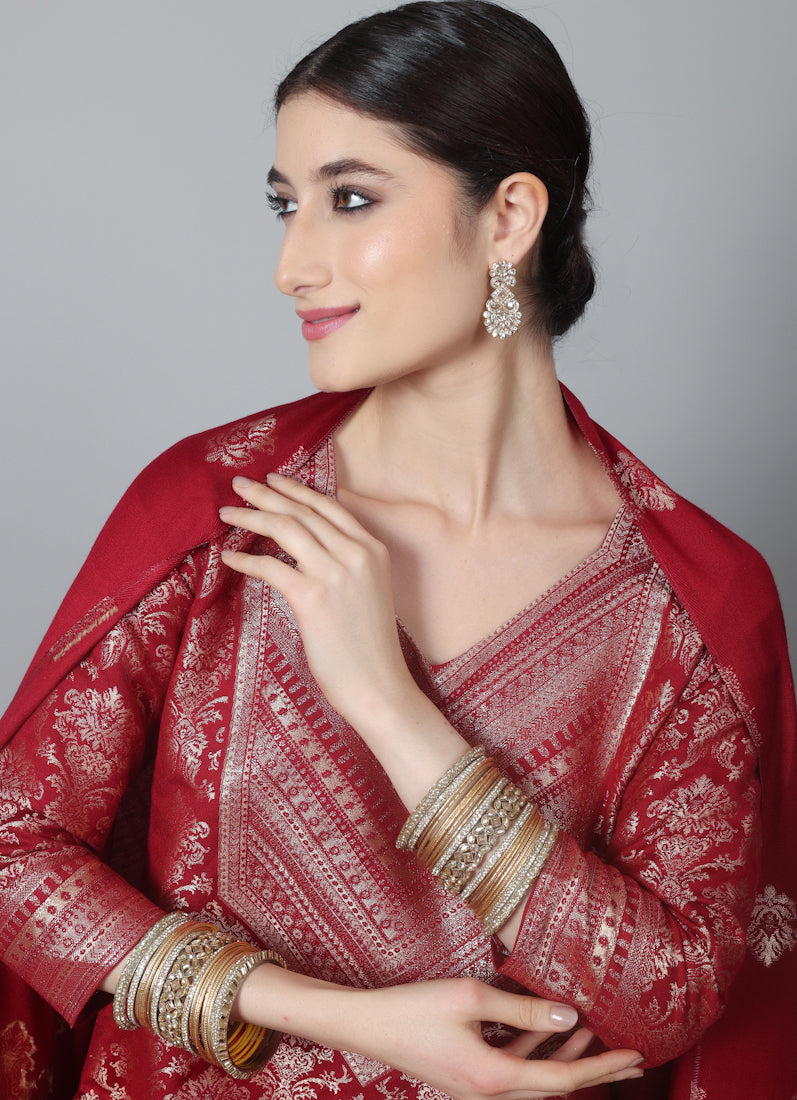 Womens Gold Diamonte Kadha Mixed Bangle Set