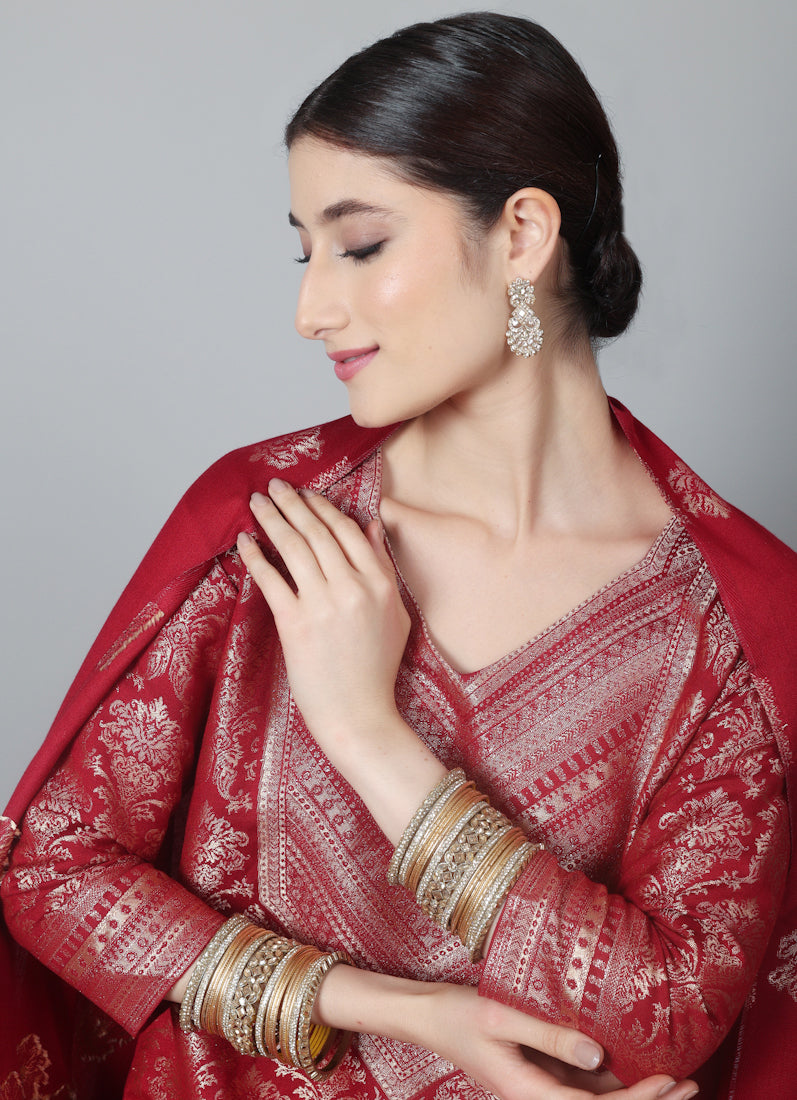 Womens Gold Diamonte Kadha Mixed Bangle Set