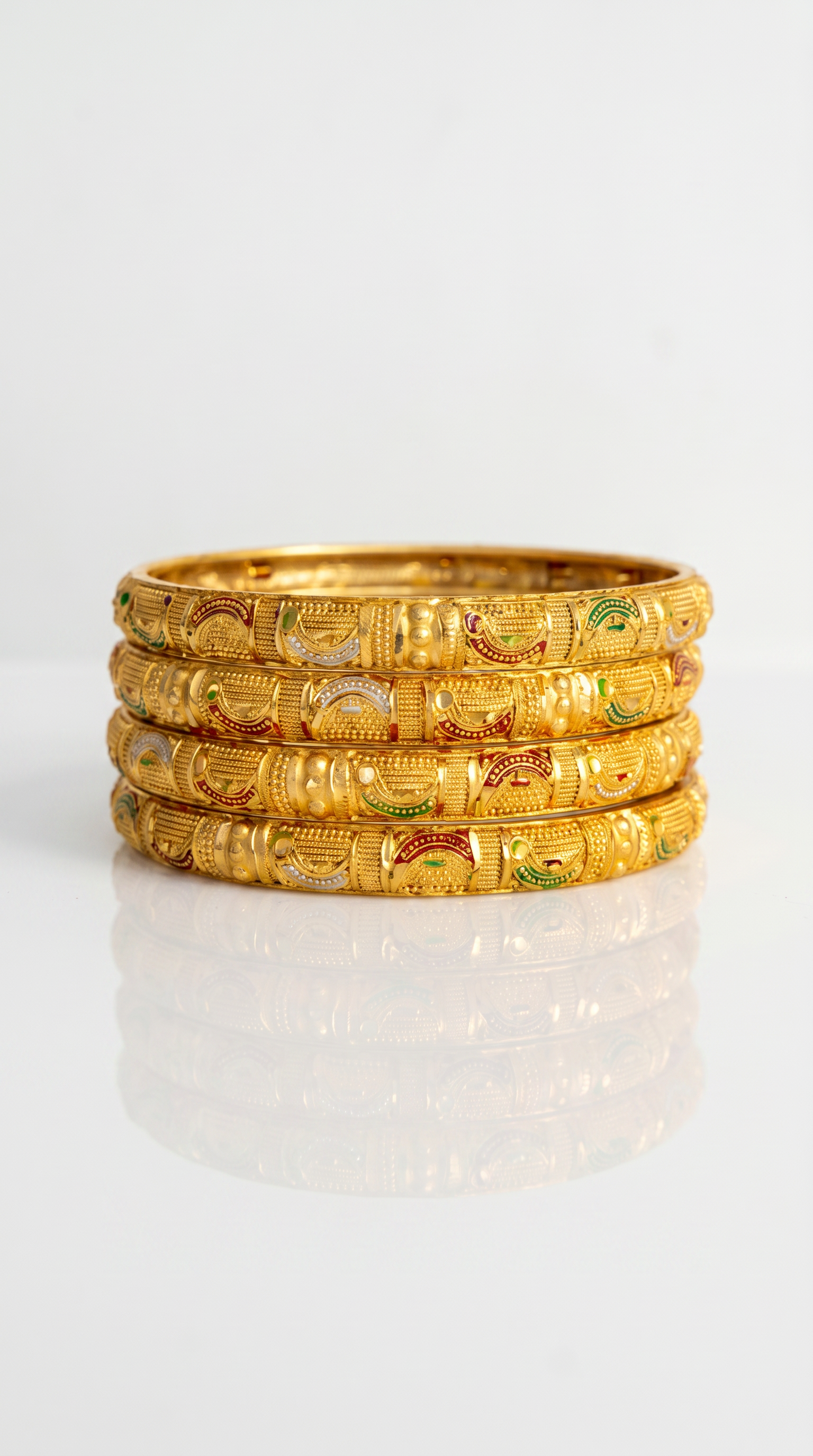 Gold Menakari 4pc Bangle Set