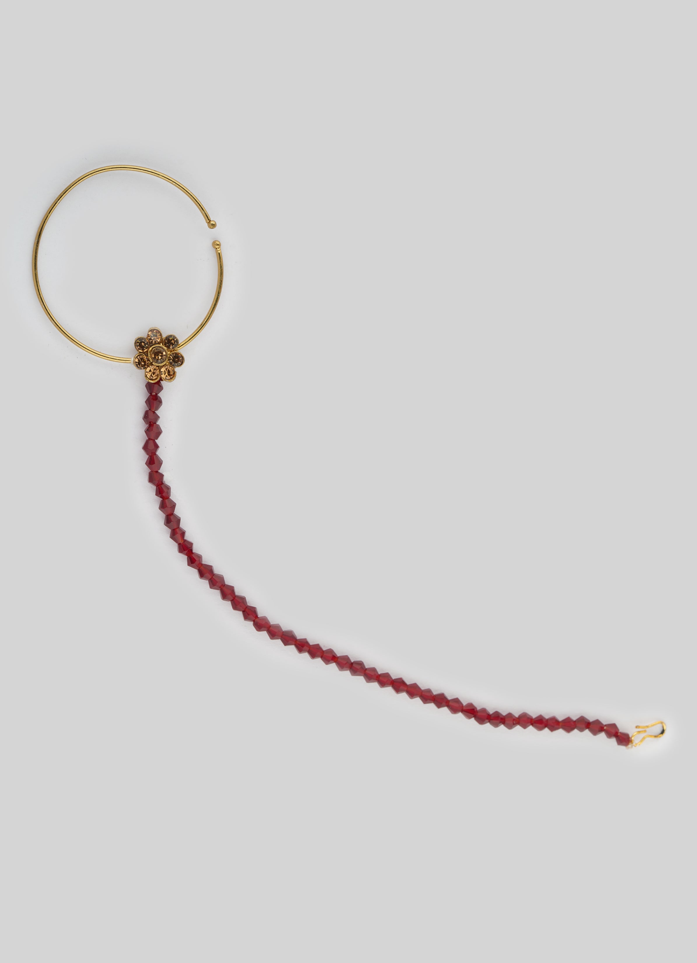 Gold Diamante Bridal Jewelry Set with Maroon Crystal Beads - Complete Wedding Set