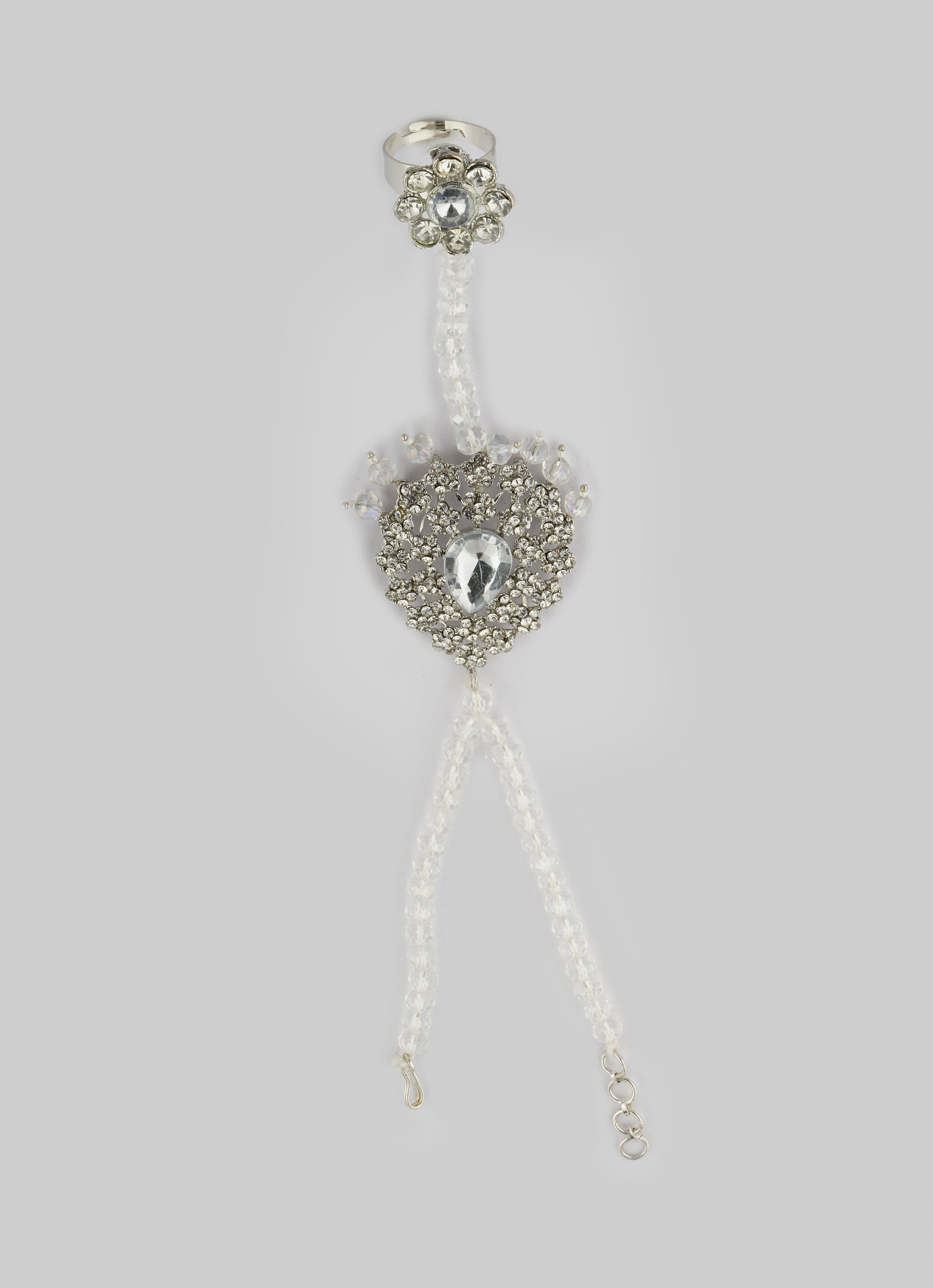 Silver Crystal Stone Bead Necklace Set