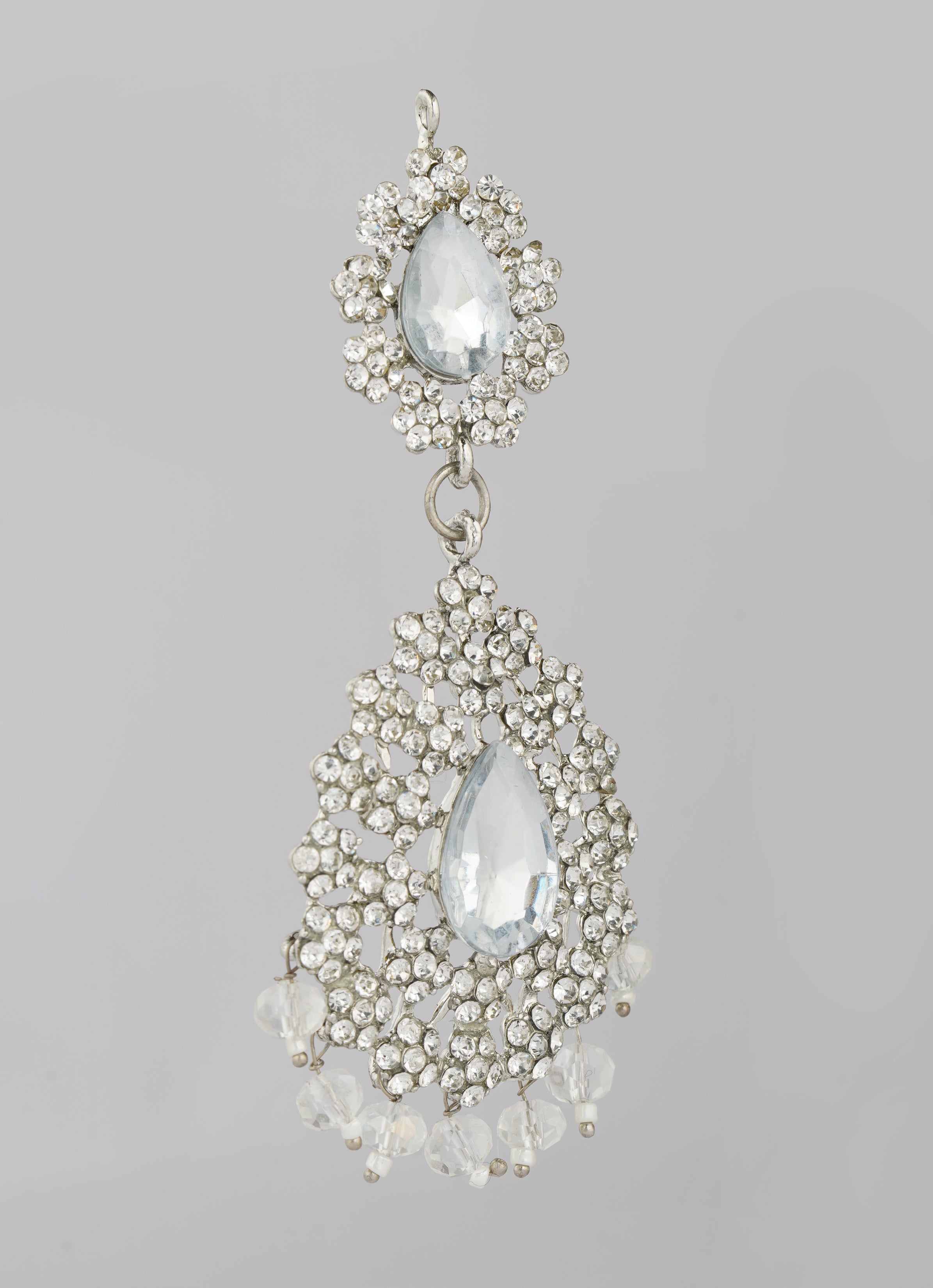 Silver Crystal Stone Bead Necklace Set