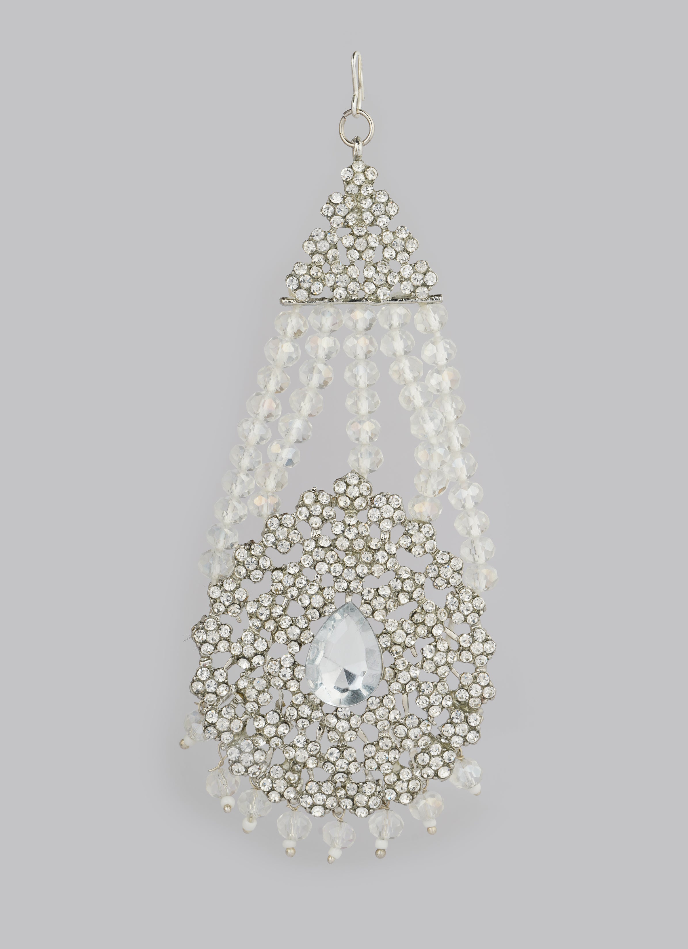 Silver Crystal Stone Bead Necklace Set