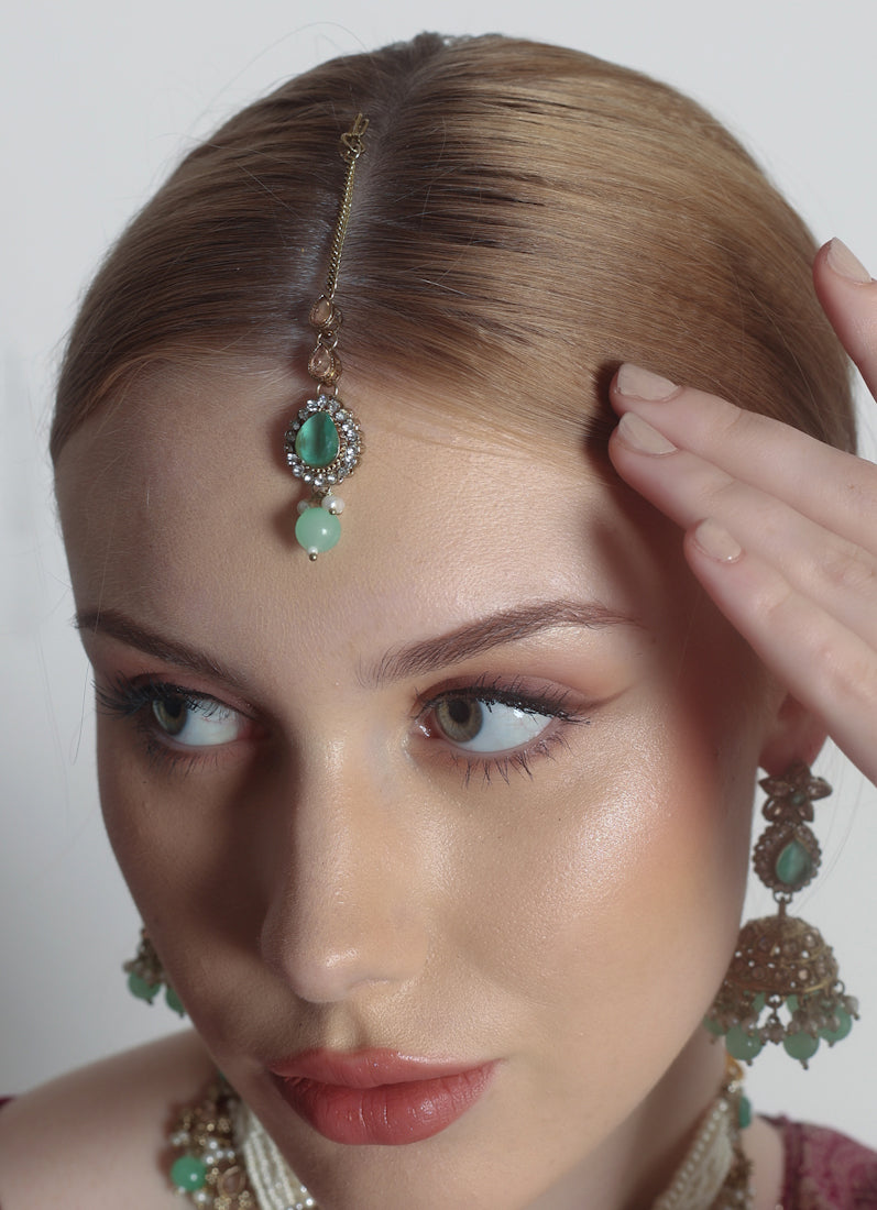Mint Pearl Choker Necklace Set