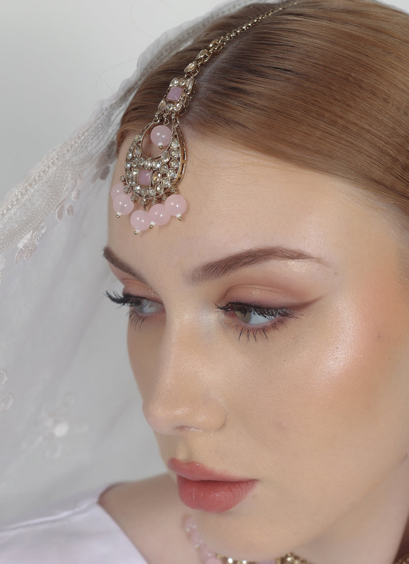 Pink Pearl Choker Necklace Set