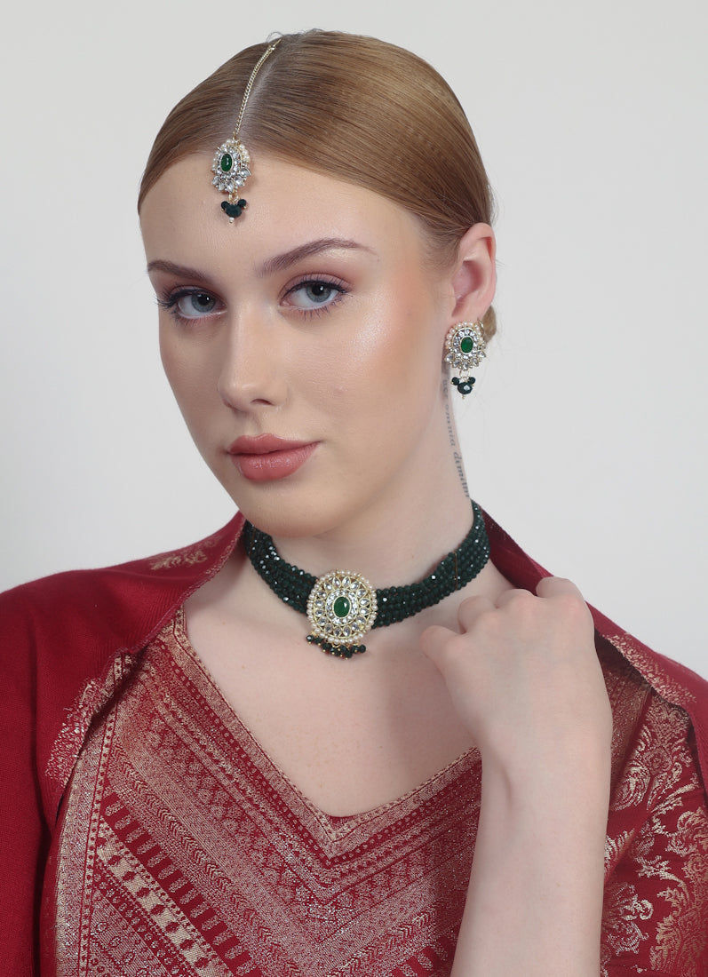 Green Crystal Chocker set