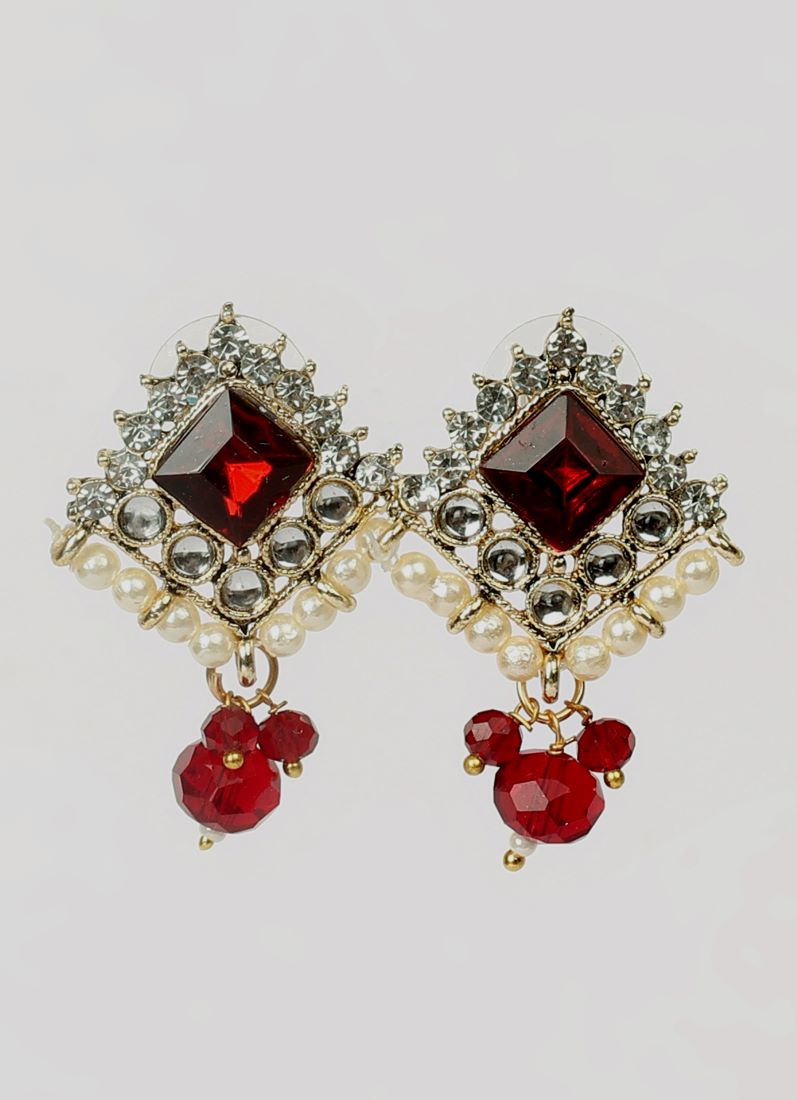 Maroon Crystal Chocker Set
