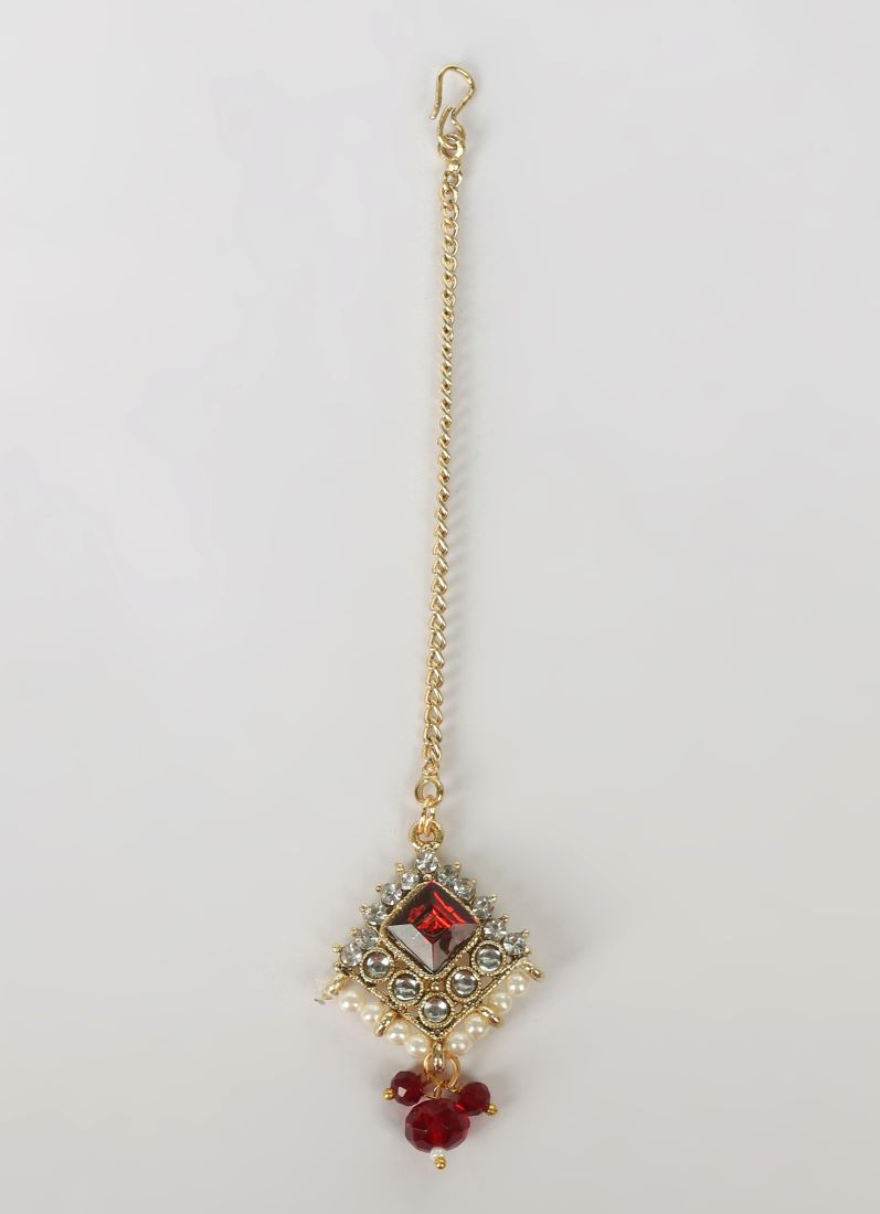 Maroon Crystal Chocker Set
