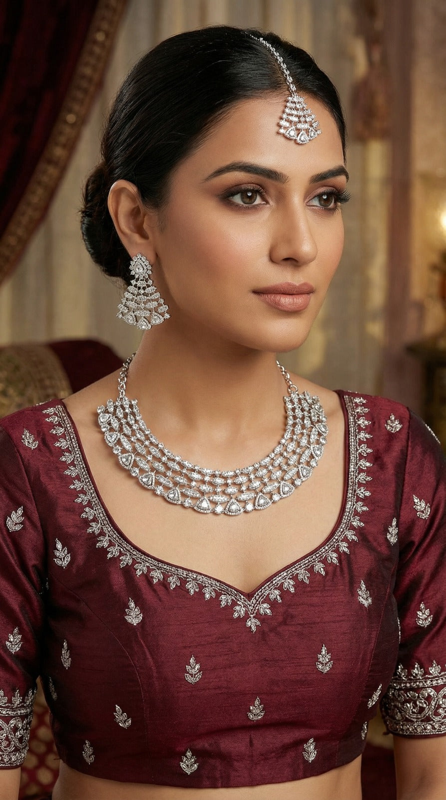 Silver Diamonte Necklace Set