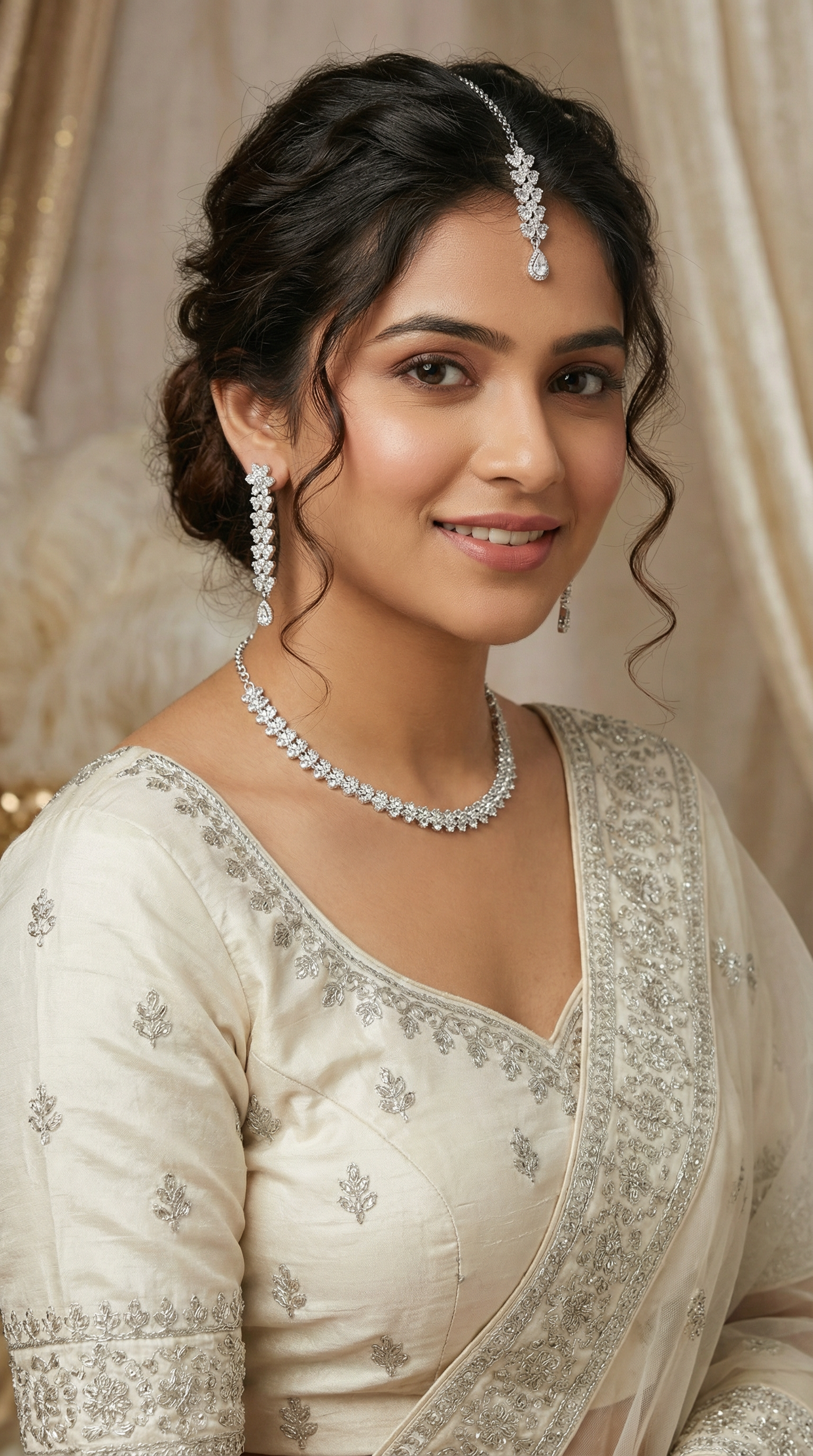 Silver Diamonte Chain Necklace Set