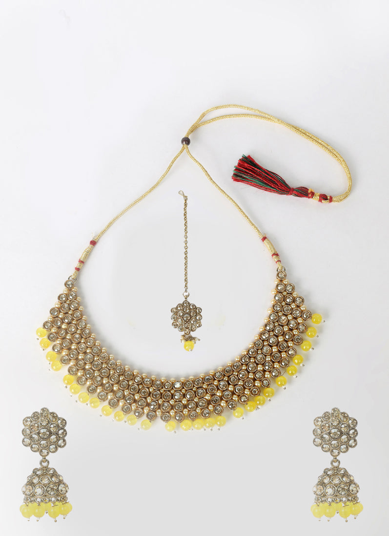 Yellow Pearl Heavy Necklace Set
