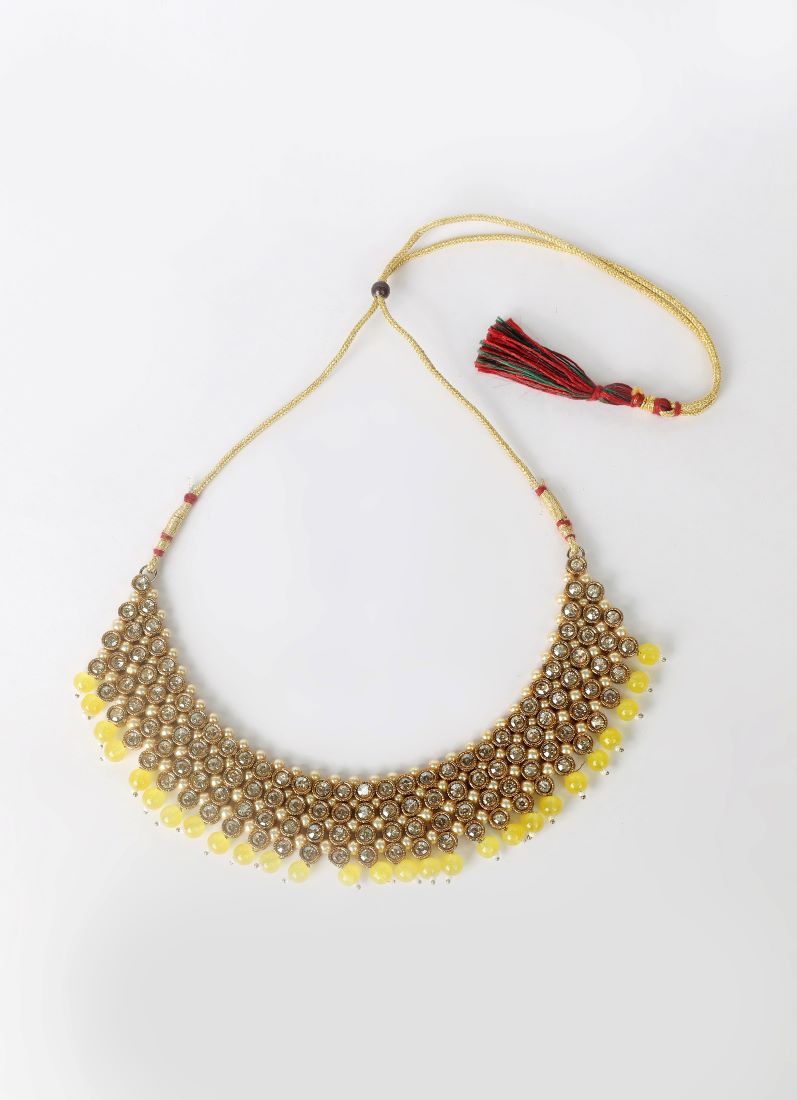 Yellow Pearl Heavy Necklace Set