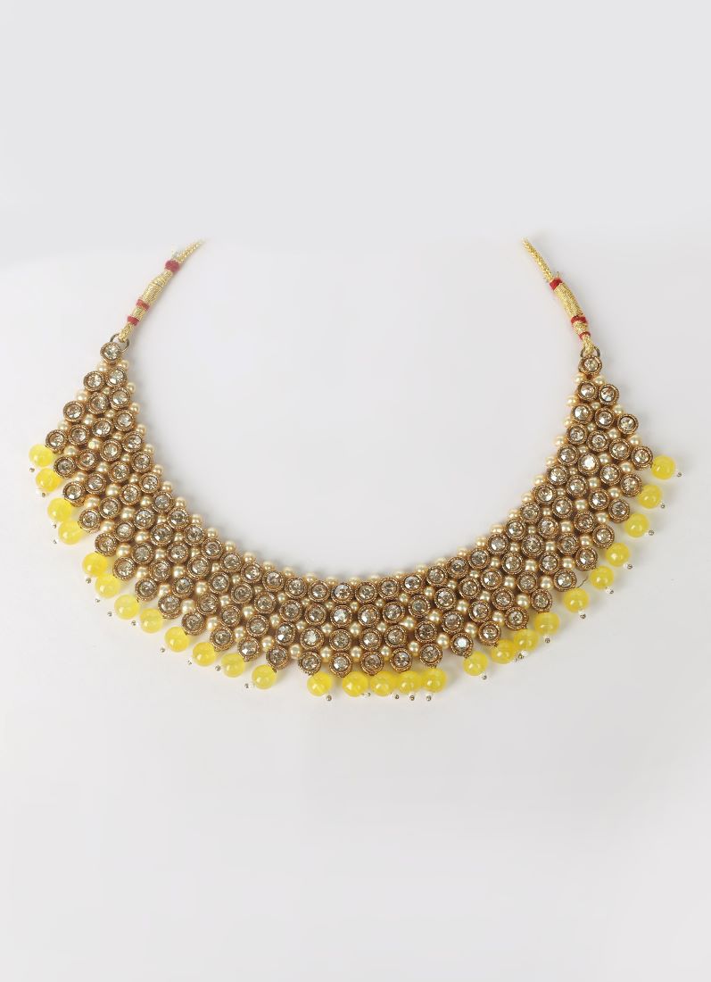 Yellow Pearl Heavy Necklace Set