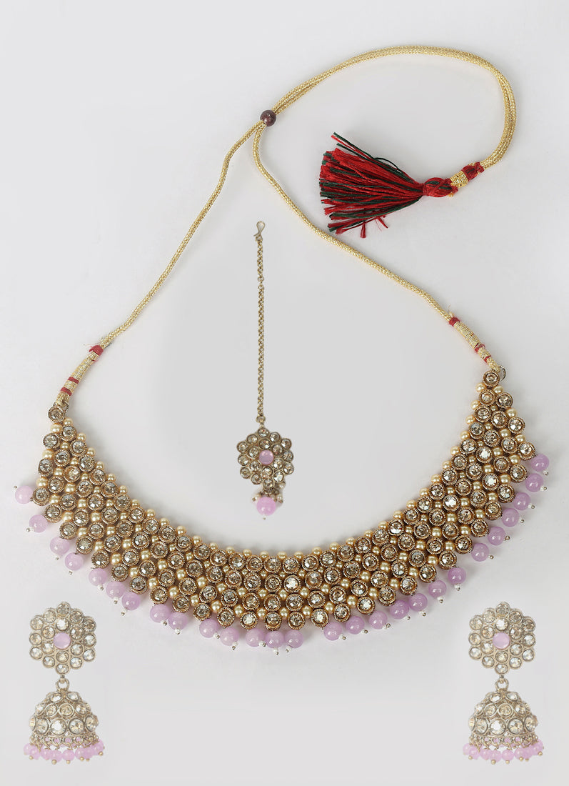 Purple Pearl Heavy Necklace Set