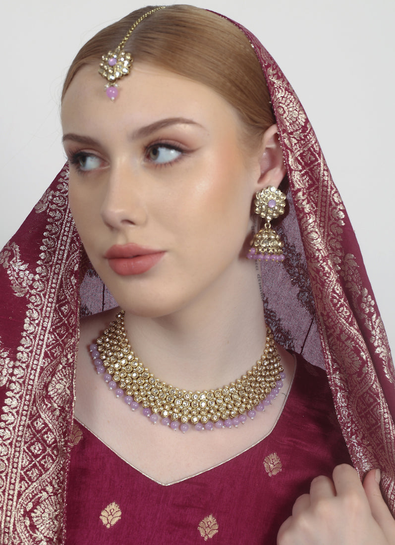 Purple Pearl Heavy Necklace Set