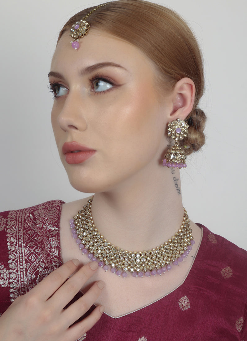 Purple Pearl Heavy Necklace Set